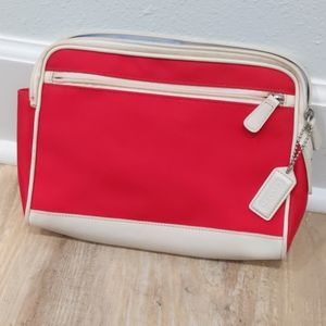 Coach makeup bag red leather trim
